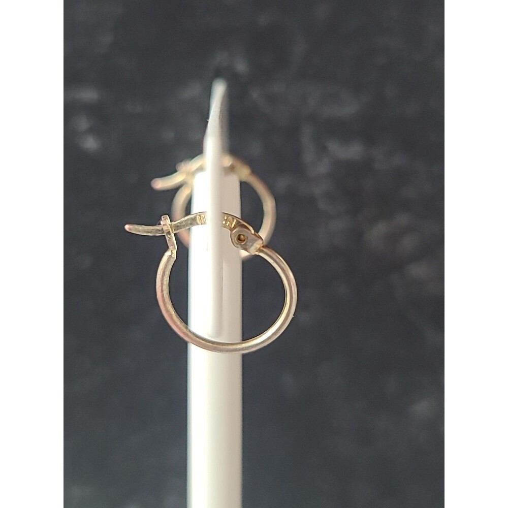Signed IBB Gold Tone 925 Hoop Pierced Earrings Vintage